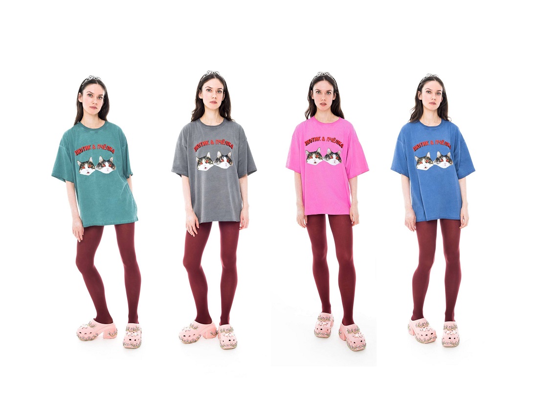 Футболка варенка с печатью серая