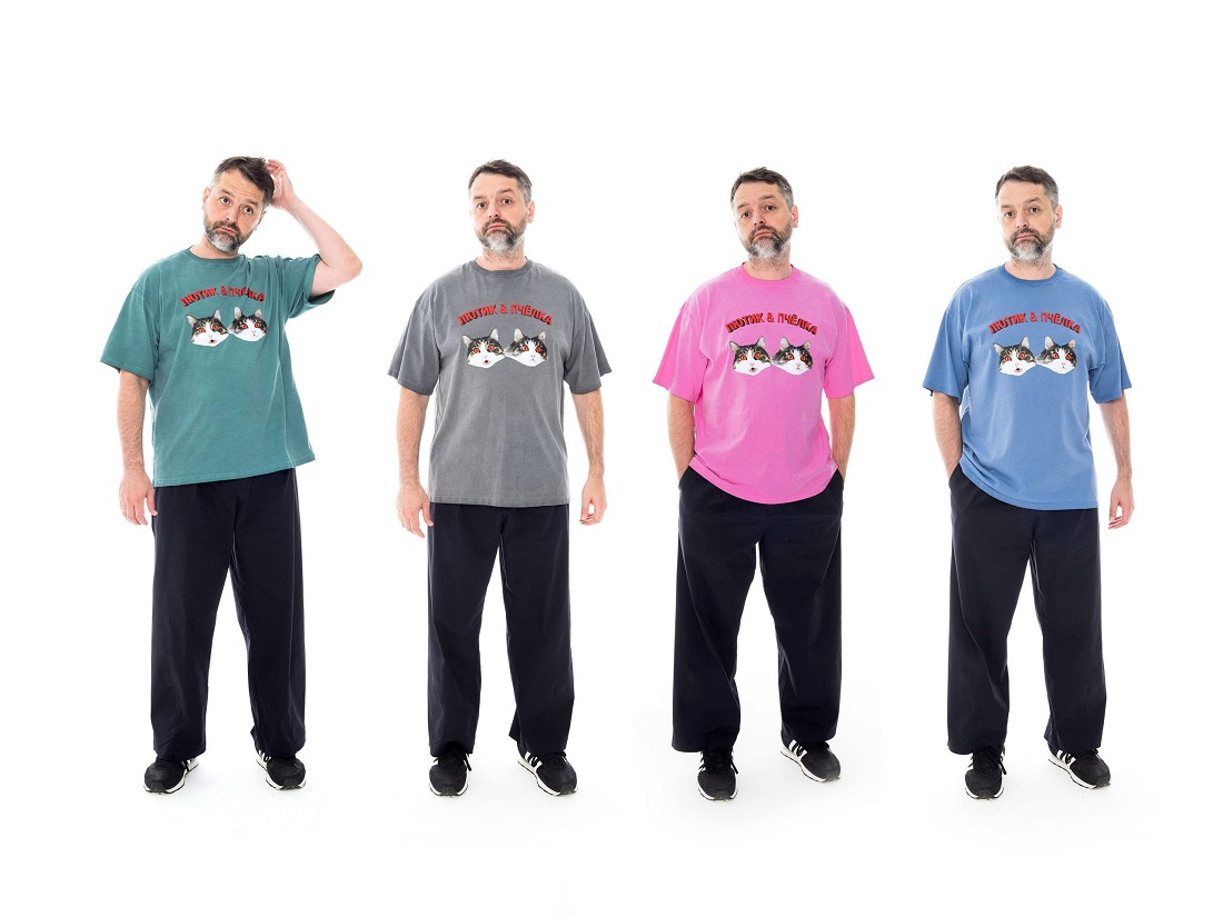 Футболка варенка с печатью серая