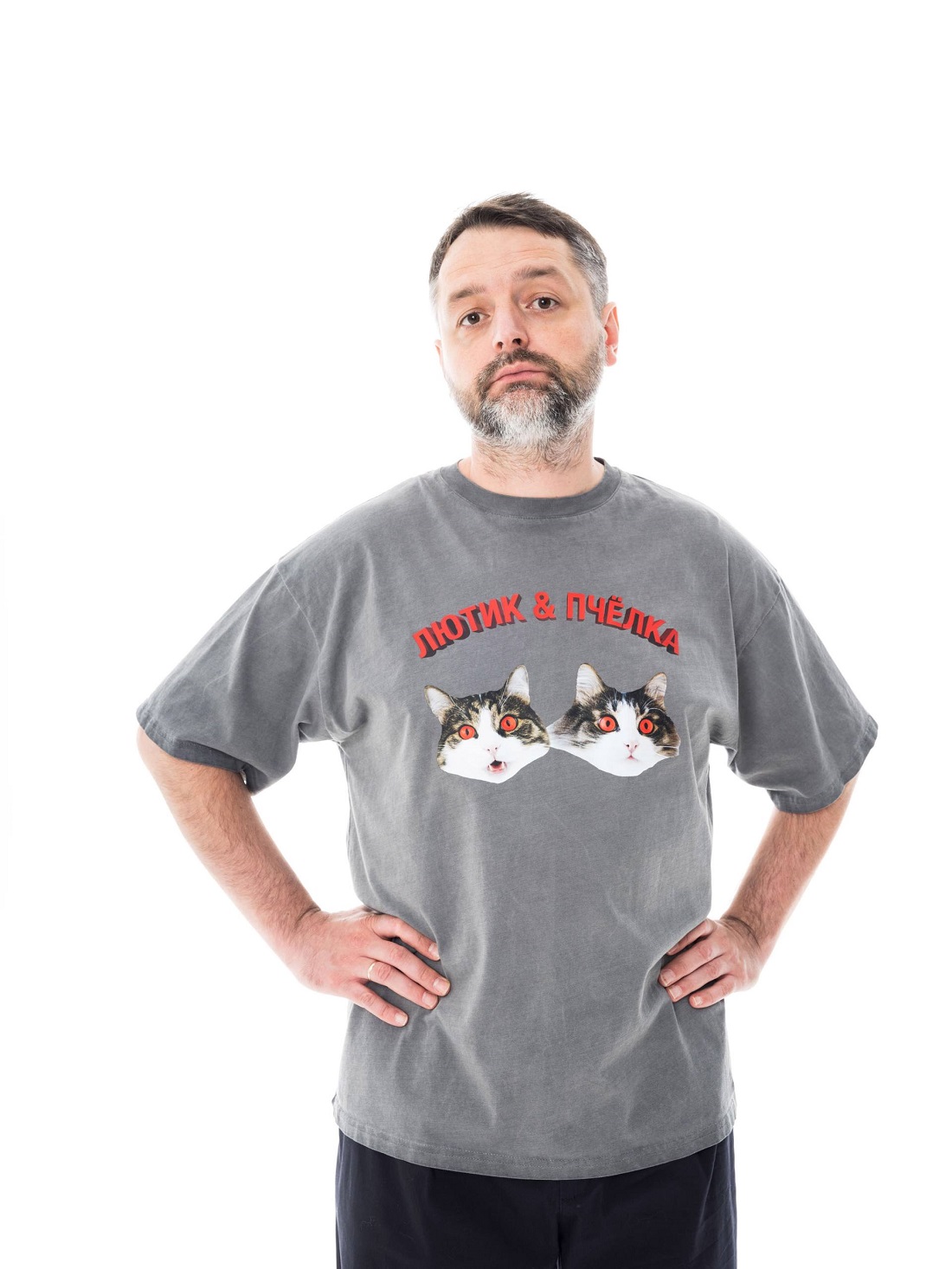 Футболка варенка с печатью серая