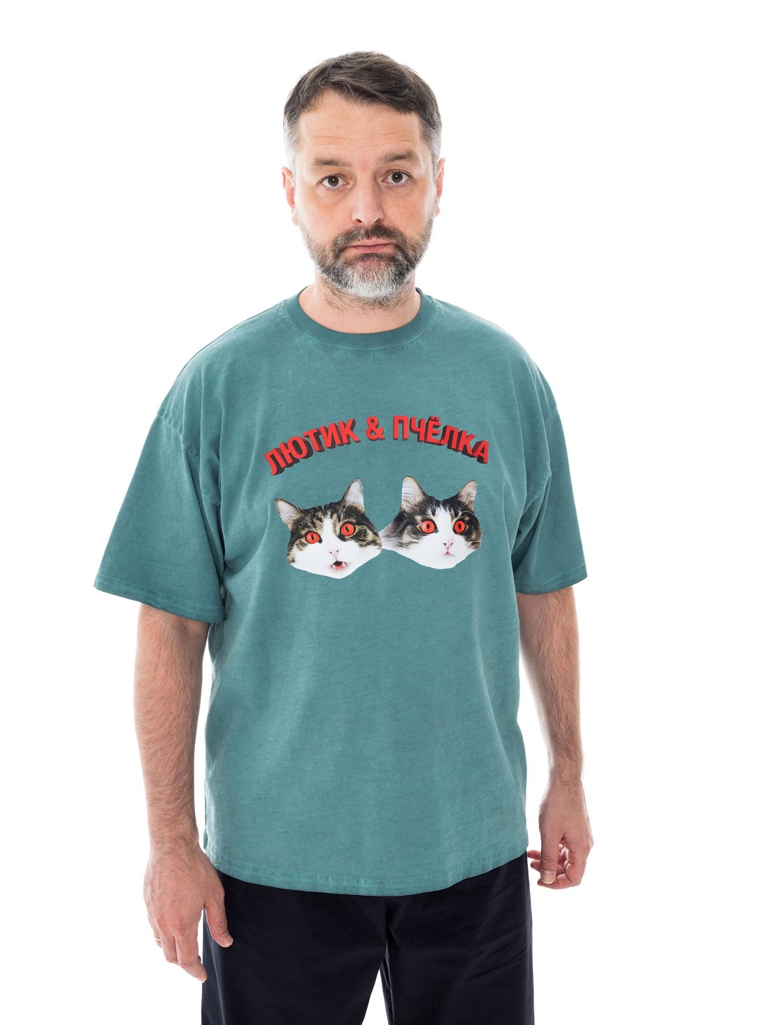 Футболка варенка с печатью зеленая