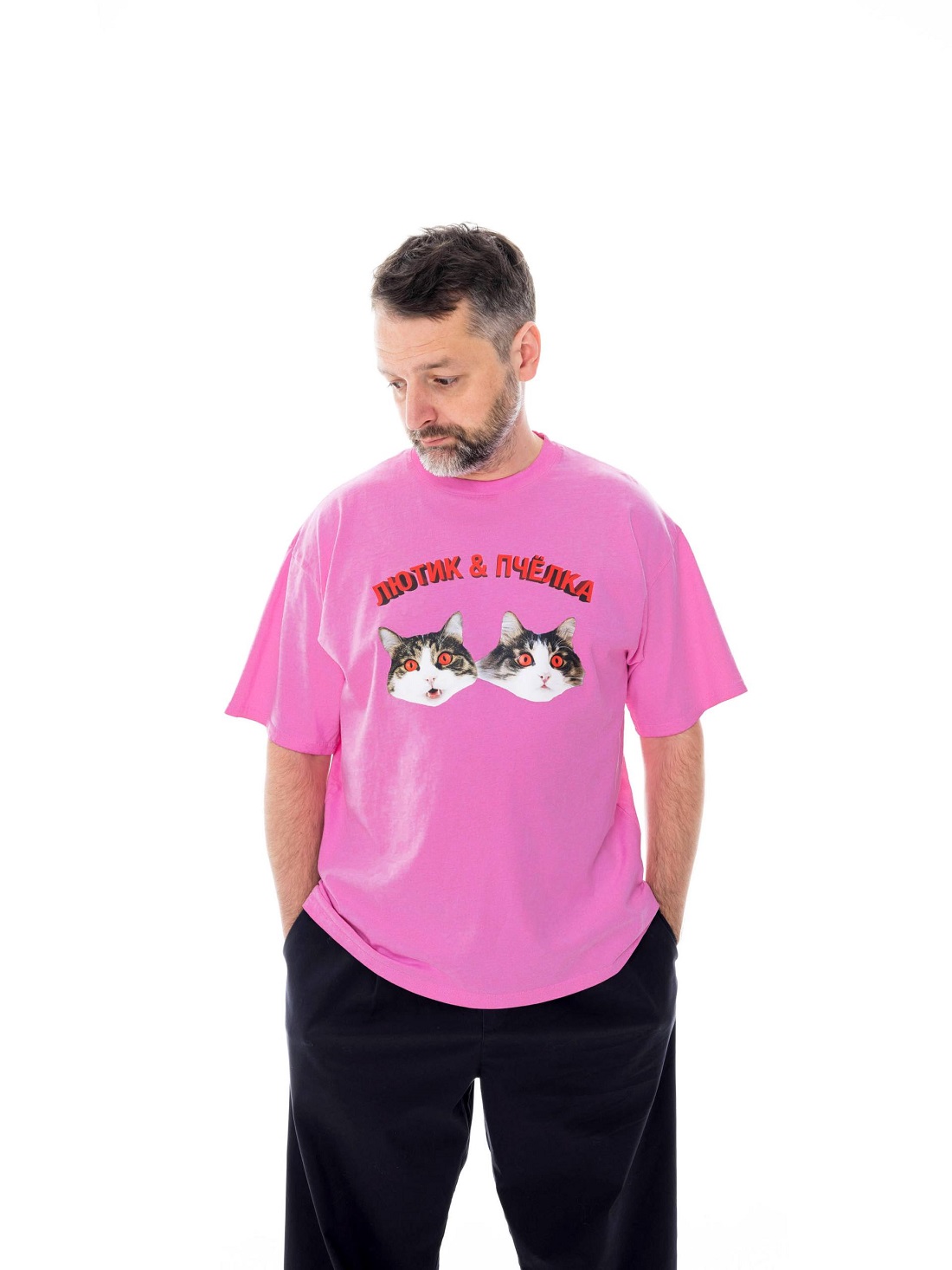 Футболка варенка с печатью розовая