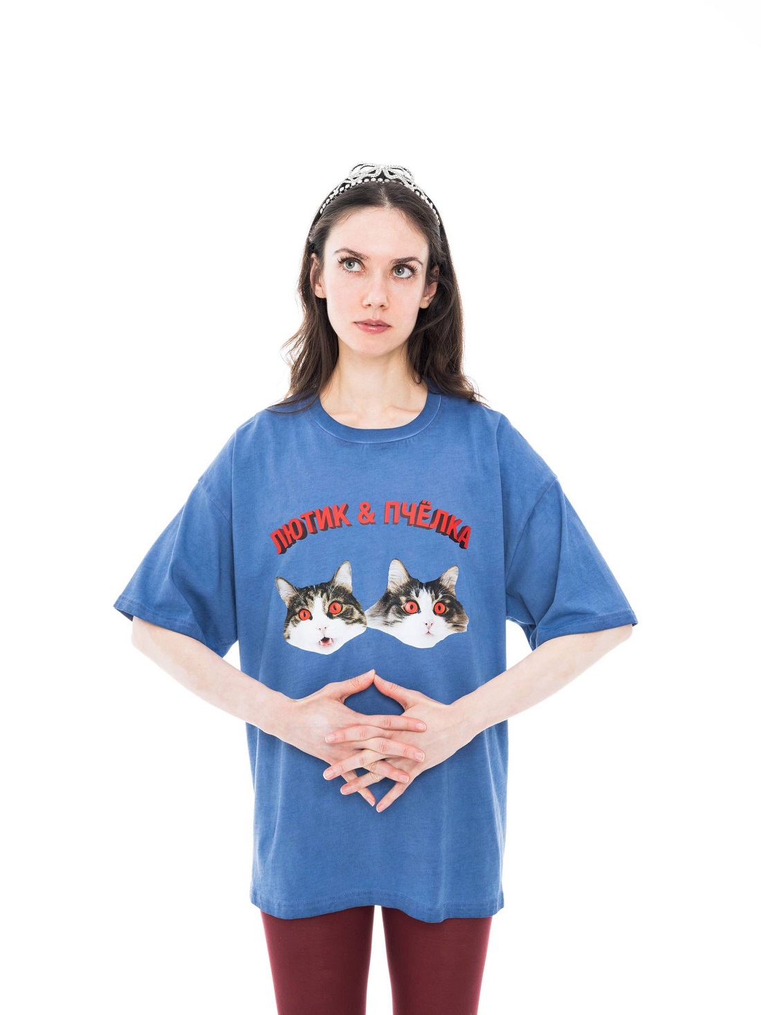 Футболка варенка с печатью синяя