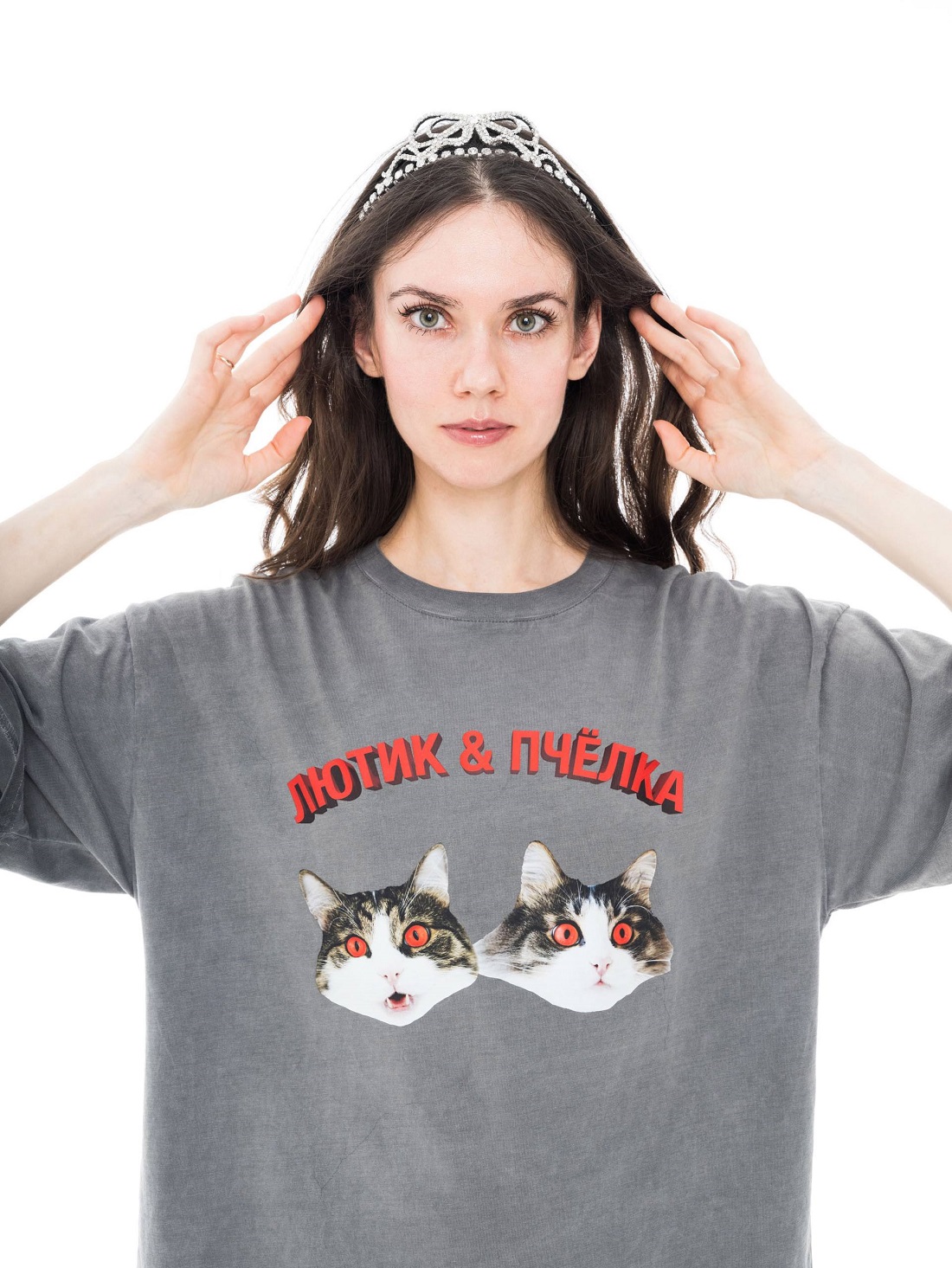 Футболка варенка с печатью серая